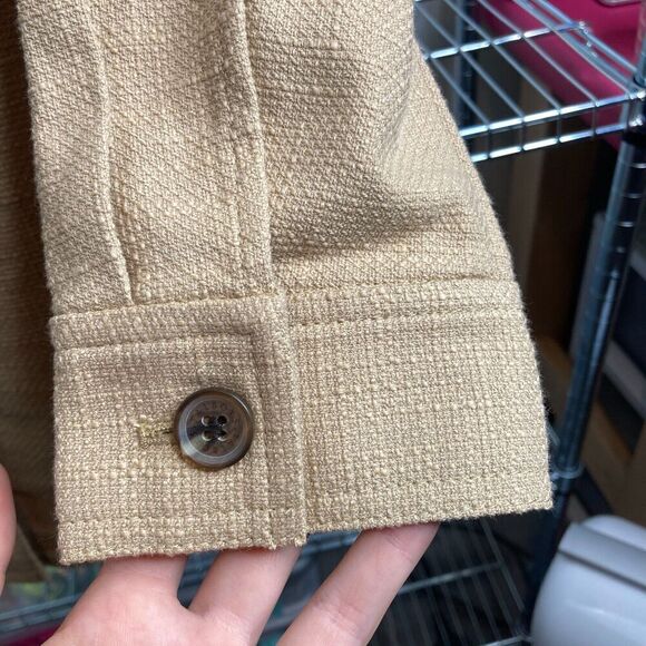 Talbots Women’s Textured Sand Castle Button Up Jacket Size M Oversized Lagenlook - Picture 6 of 13